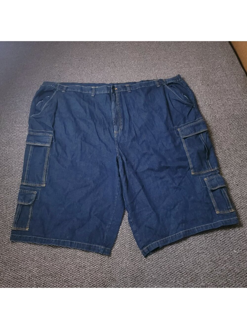 KingSize Cargo Jean Shorts Mens 64 Big Tall Elastic Blue Jorts Cotton Denim y2K